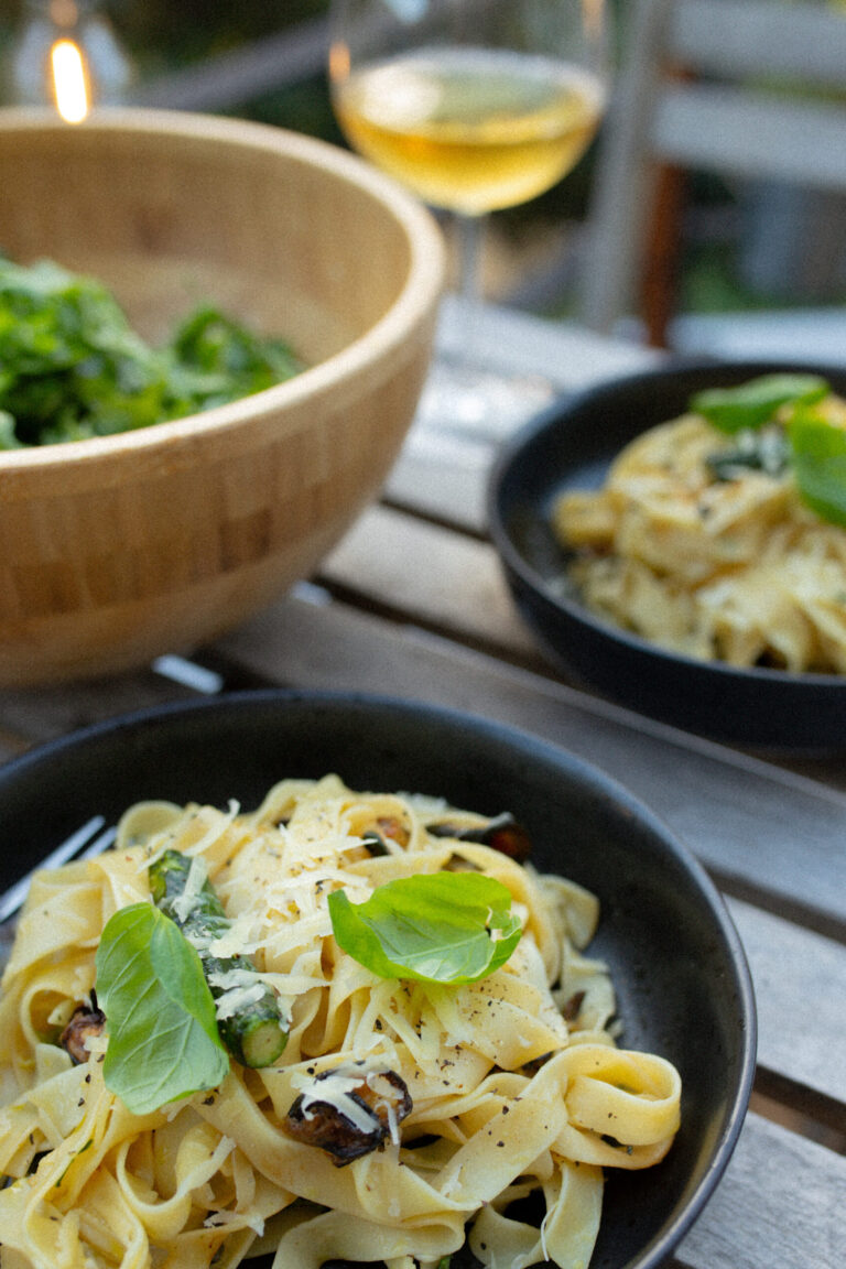 Zucchini Flower Pasta with Lemon Rocket Salad